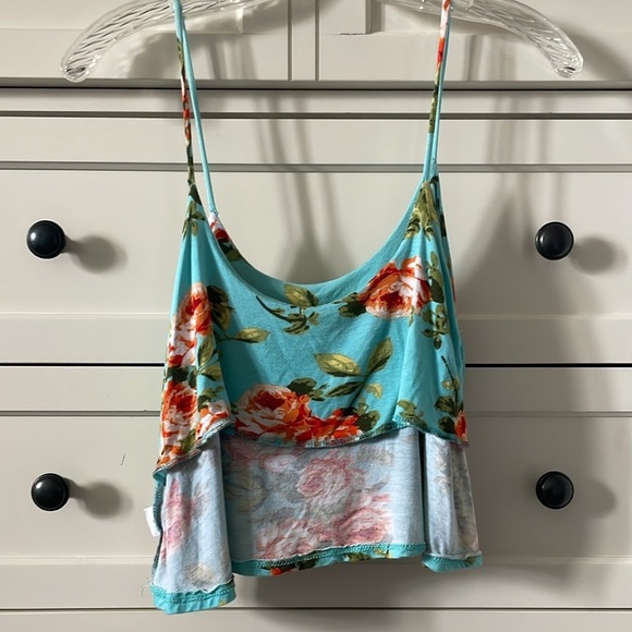 Nollie Women’s Floral Boho Blue Spaghetti Strap CropTop - Size Small - Picture 8 of 8